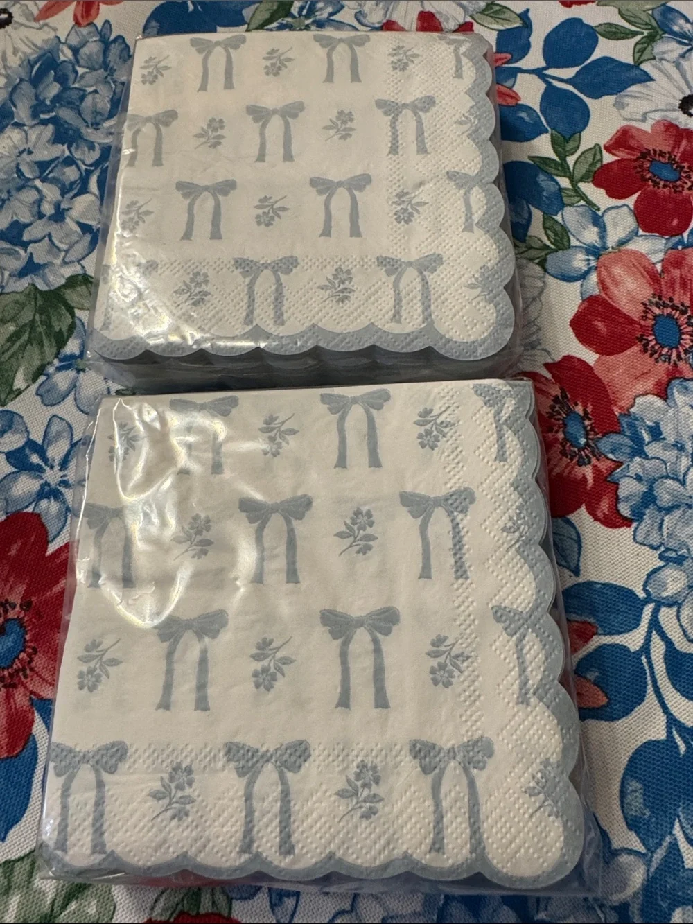 Gooseberry Moon New Blue Bow Pattern Paper Napkins - Set of 2 Packs 9x9